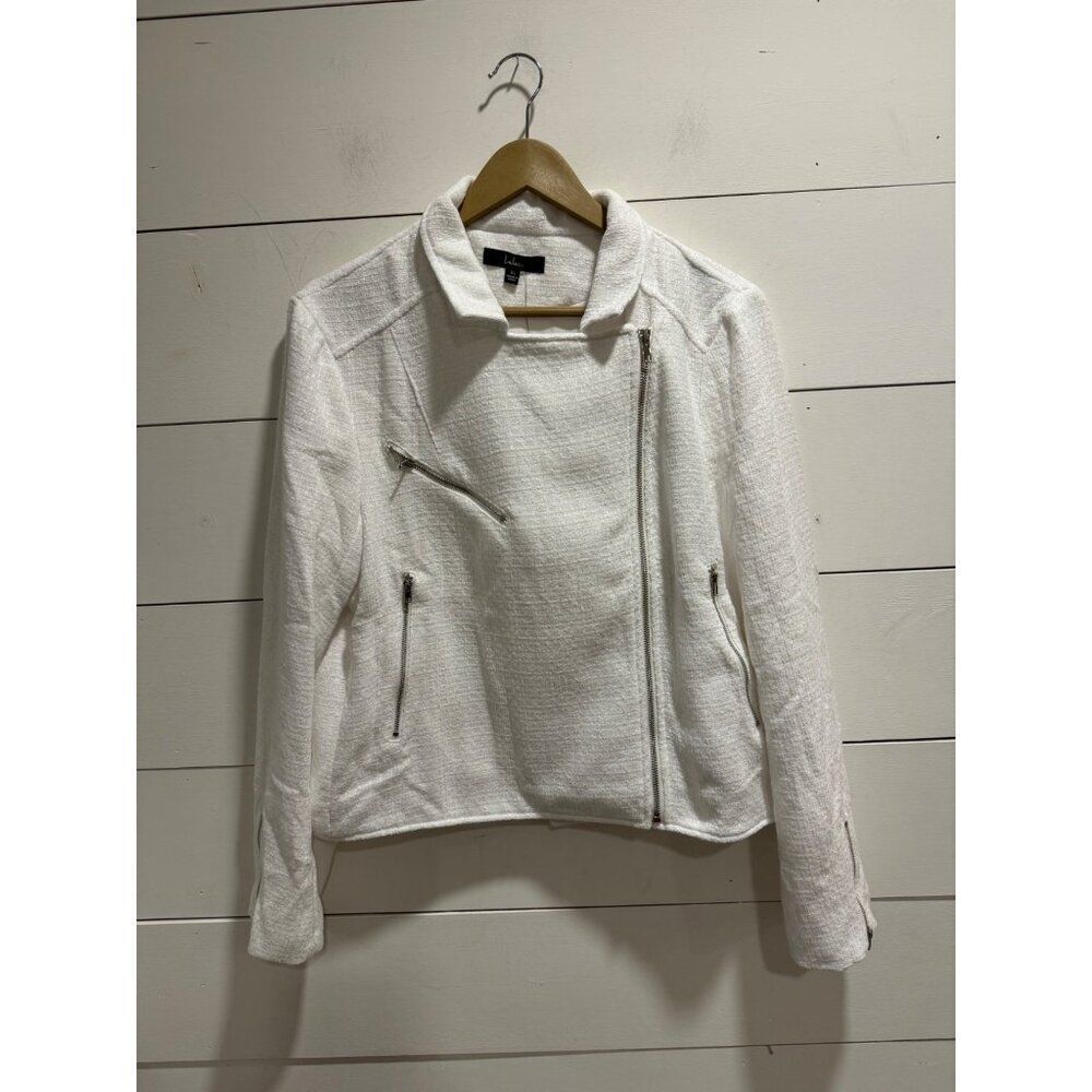 NWT Lulus Iconic Trend White Tweed Moto Jacket XL